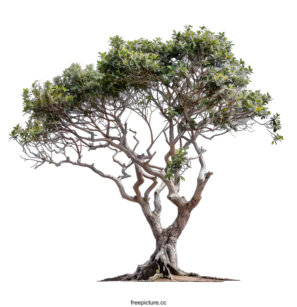 [Transparent Background PNG]Isolated Tree with Green Leaves on a White Background