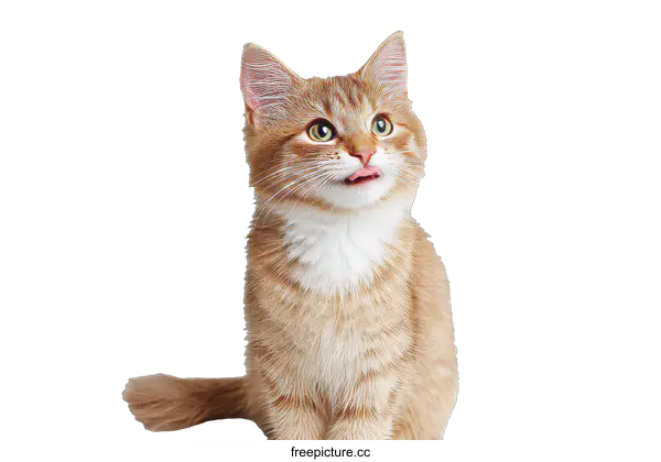 [Transparent Background PNG]Cute Ginger Kitten Looking Up