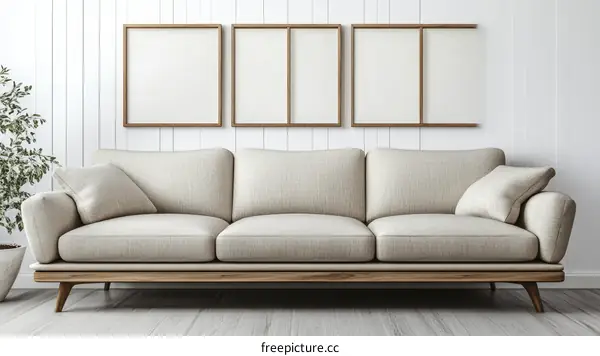 Modern Beige Sofa in a Minimalist Living Room