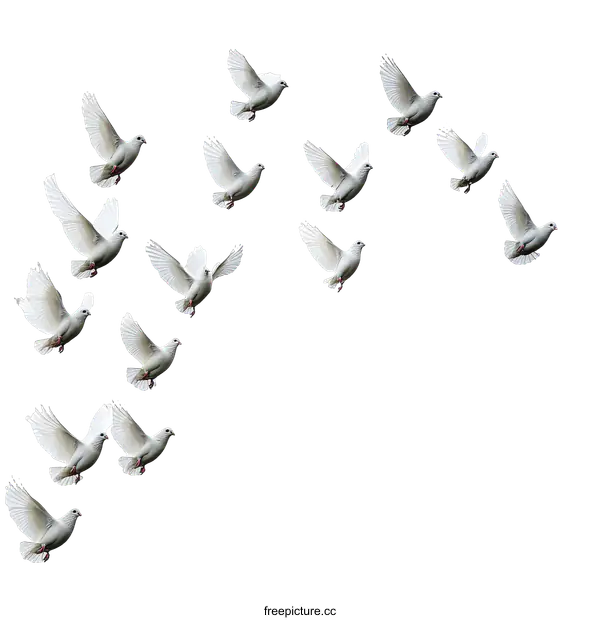 [Transparent Background PNG]White Doves Taking Flight Peace Symbol