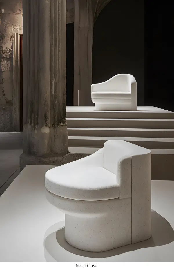 White Stone Chair and Sofa in Modern Interior Design