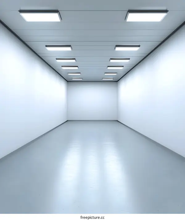 Empty White Room with Ceiling Lights