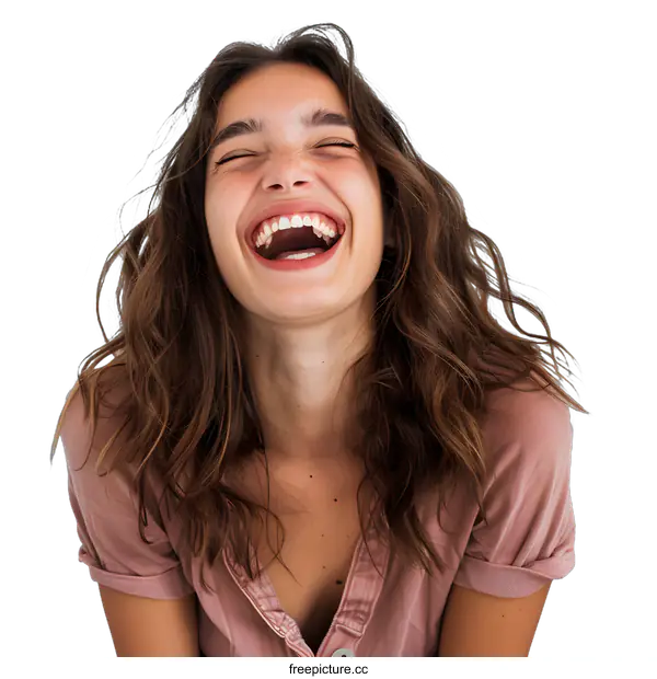 [Transparent Background PNG]Portrait of a Young Woman Laughing