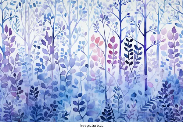 Blue and purple trees and leaves