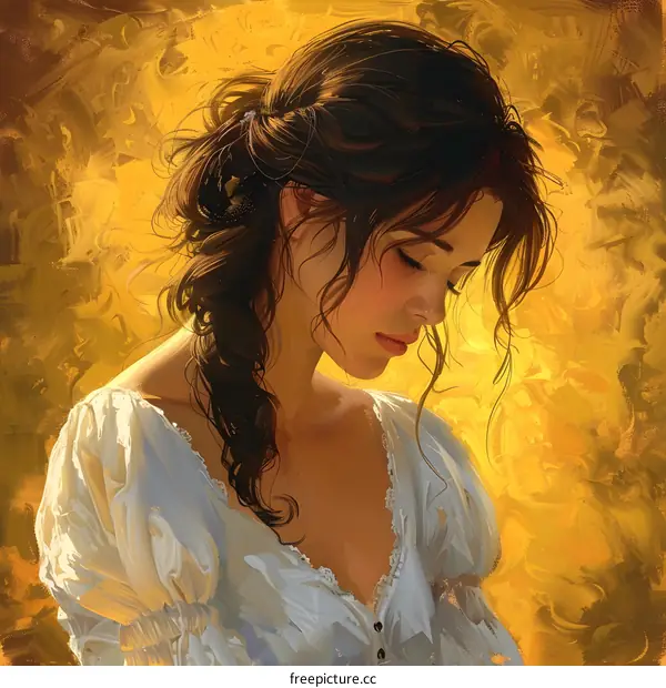 Portrait of a Woman with a Golden Background