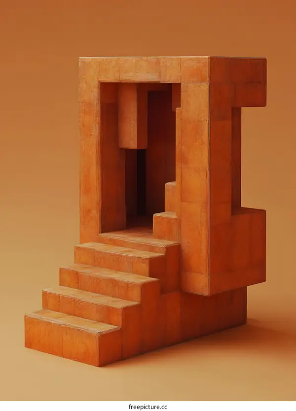 Abstract Orange Staircase Minimalism