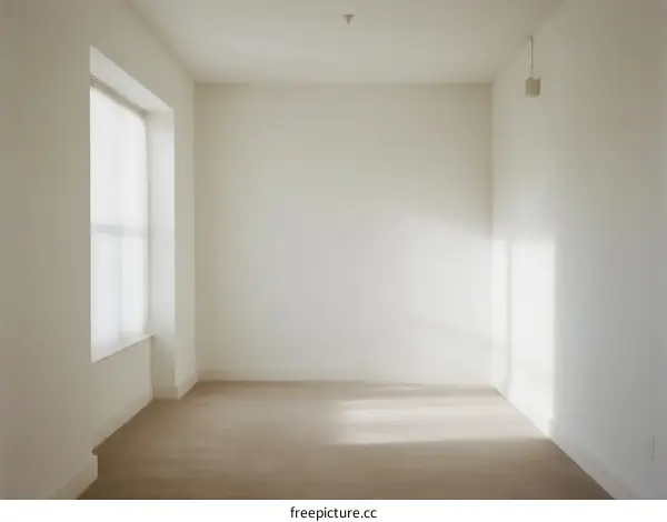 Empty room with white walls and natural light coming through window