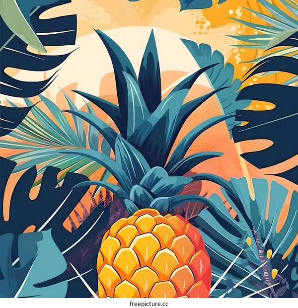 Tropical Pineapple Leaves Illustration