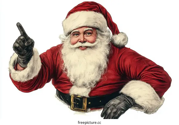 Santa Claus Illustration with Pointing Gesture