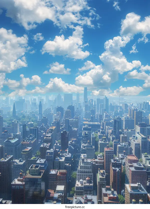 Cityscape of a Major American Metropolis with Towering Skyscrapers