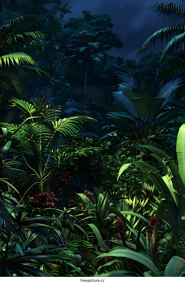 Tropical Rainforest Night Scene