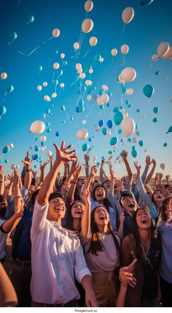 Happy Graduates Throwing their Caps in the Air