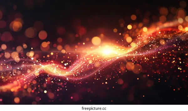 Abstract Wavy Orange And Red Particles Background