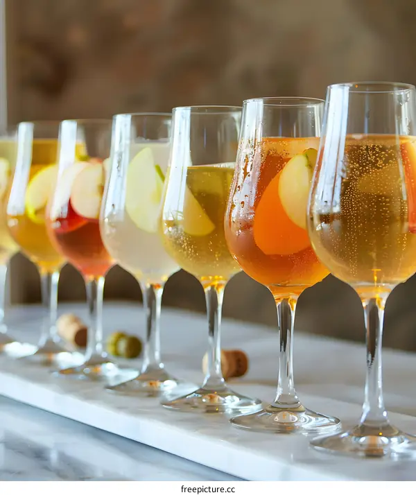 Apple Cider in Glasses on Marble Surface