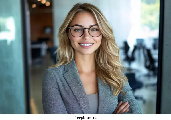 Confident Businesswoman in Modern Office Setting