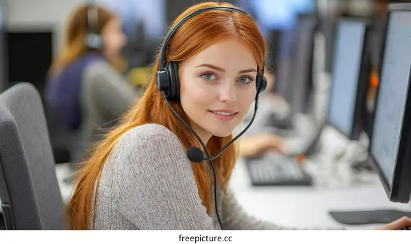 Female Customer Service Representative with Headset
