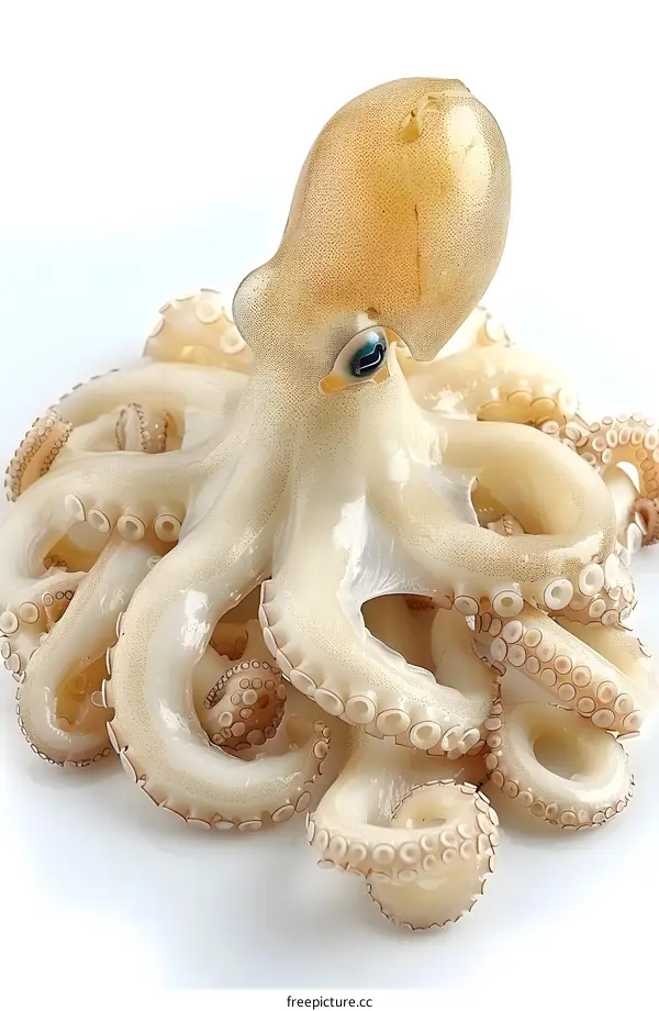 Close-up of a white octopus on a white background