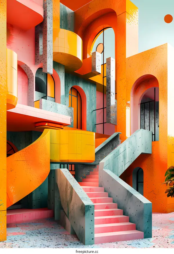 Abstract Architecture with Vibrant Colors