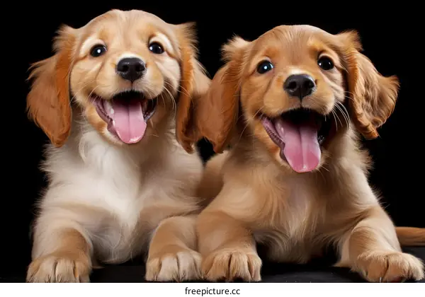 Two cute golden retriever puppies
