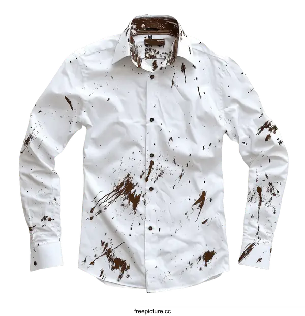 [Transparent Background PNG]Dirty White Shirt with Brown Stains