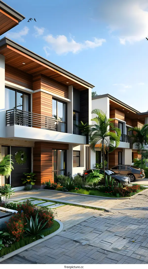 Modern residential buildings with minimalist design