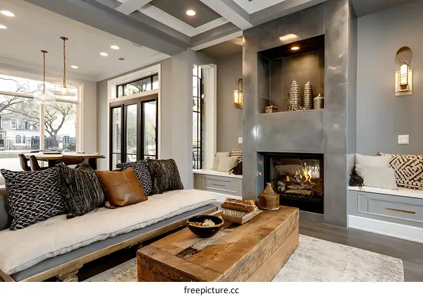 Modern Farmhouse Living Room with Fireplace