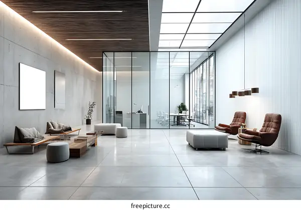 Modern Concrete Office Lobby Interior Design