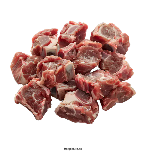 [Transparent Background PNG]Fresh raw lamb meat for stewdiced