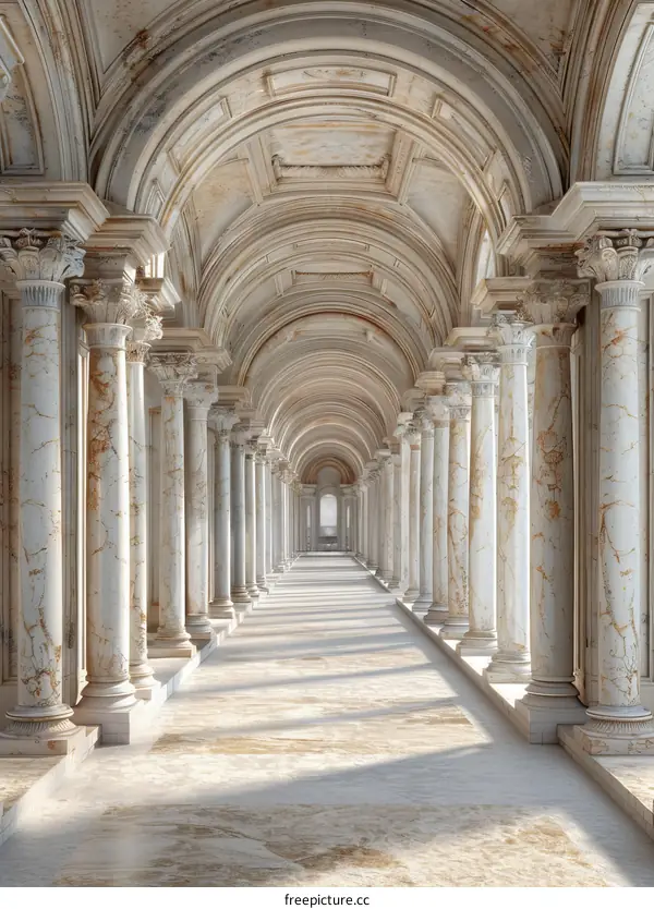 Ancient Roman Colonnade Hallway Illustrative Scene
