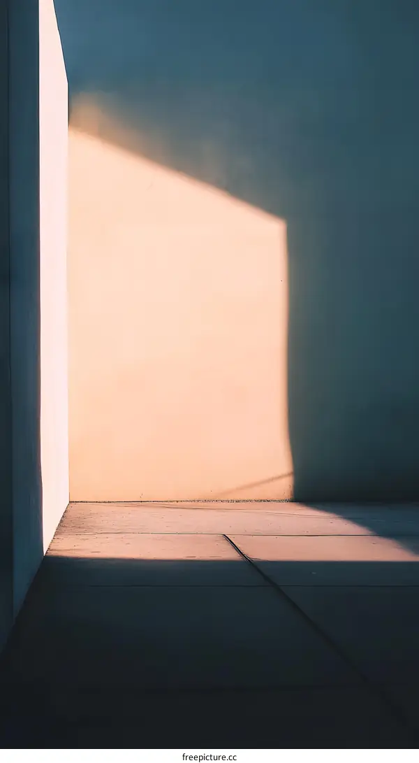 Abstract Minimalist Concrete Wall With Light And Shadow