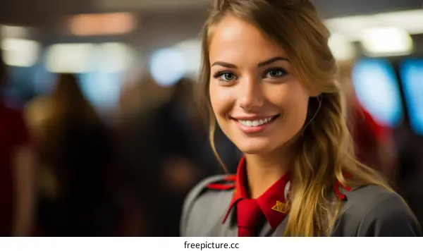 portrait of a young beautiful stewardess