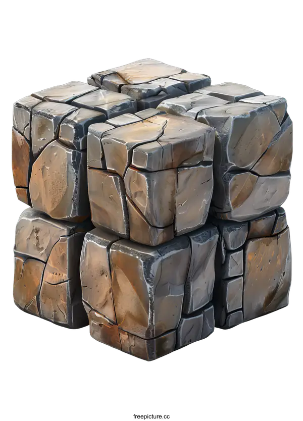[Transparent Background PNG]Stone Cube Blocks Building Material