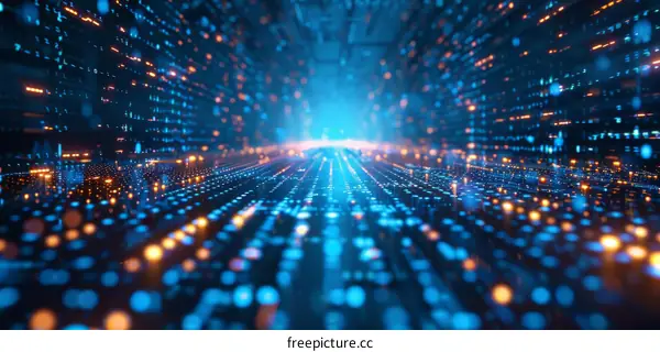 Digital Blue and Orange Technology Tunnel