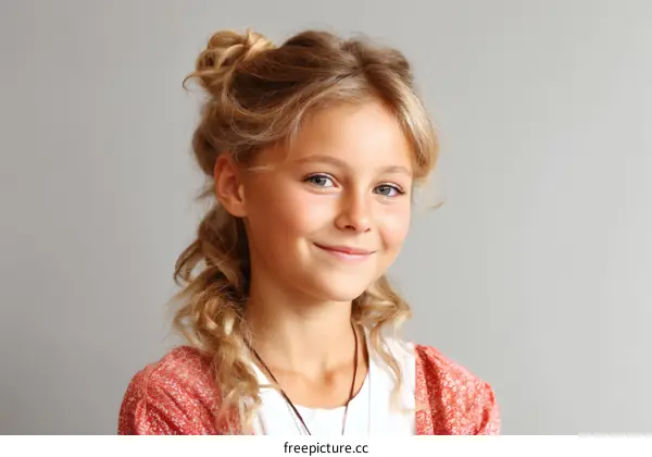 Portrait of a Smiling Caucasian Girl