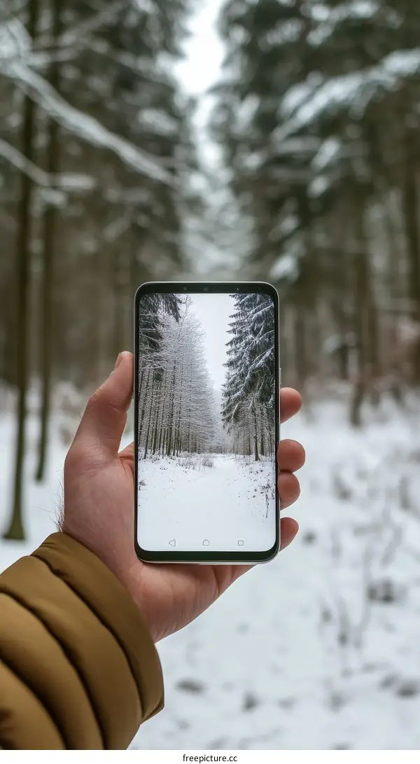 Winter Forest Scenery Captured on a Smartphone
