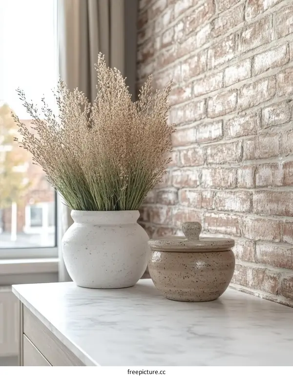 Rustic Farmhouse Kitchen Decor with Dried Flowers