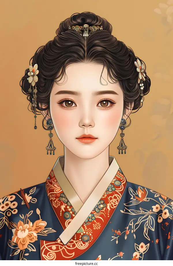 Portrait of a young woman in traditional Korean dress
