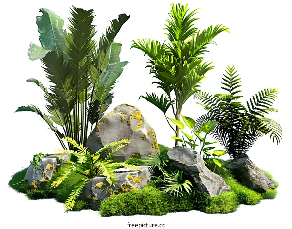 Tropical Plants and Rocks