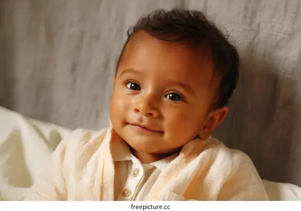 Adorable Baby Girls Sweet Smile Close-Up Portrait