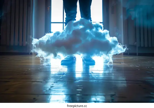 A Person Standing on a Cloud