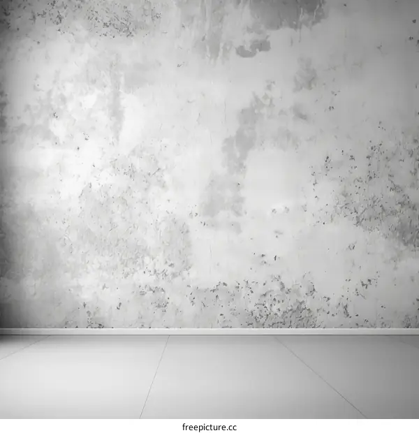 Whitewashed wall with a concrete floor in an empty room