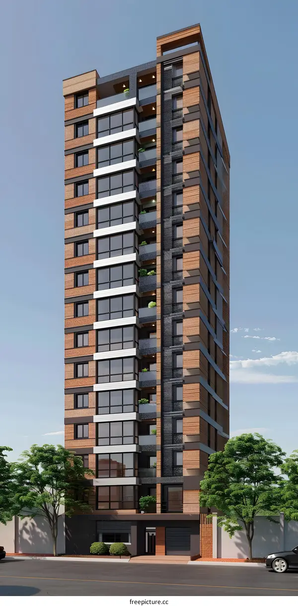 Modern Architecture Building with Brick Facade