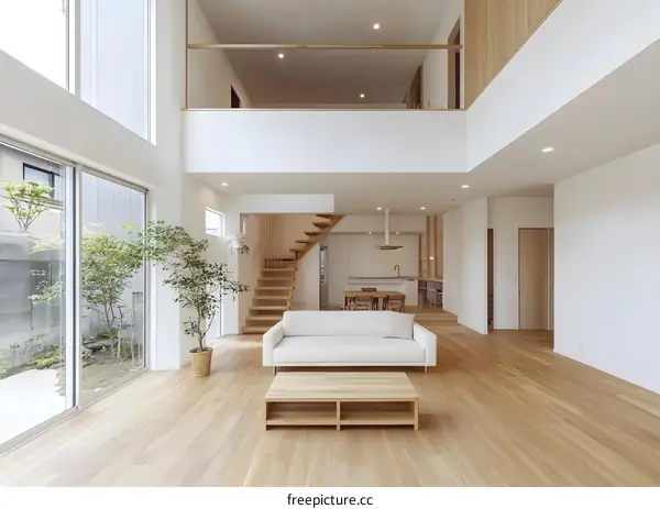 Modern Minimalist Living Room Interior Design With Wooden Flooring