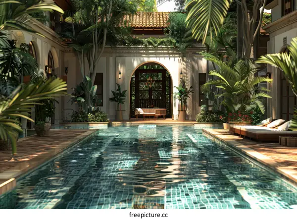 Tropical Courtyard Poolside Paradise