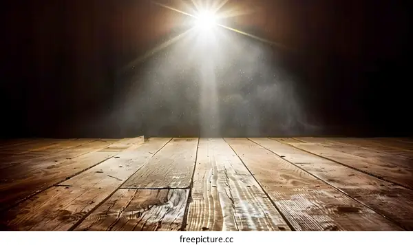Dark Wooden Floor with Spotlight and Smoke