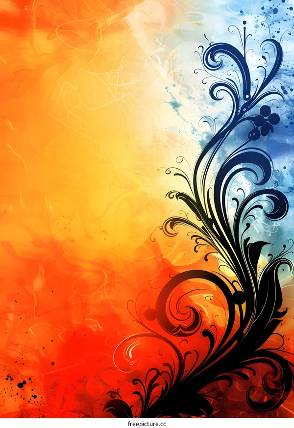 Blue Orange Floral Design