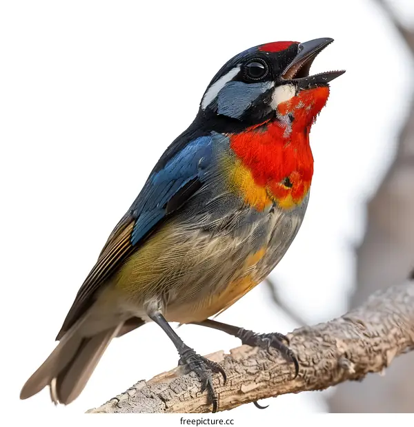 colorful bird with open beak