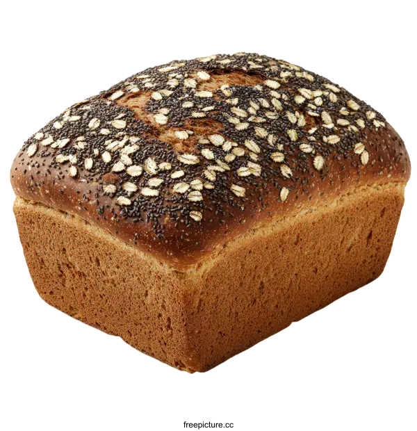 [Transparent Background PNG]Delicious Homemade Whole Wheat Loaf of Bread with Oats and Seeds