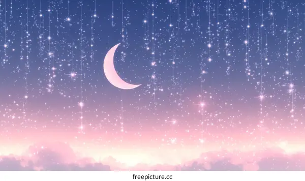 Pastel Sky with Stars and Moon