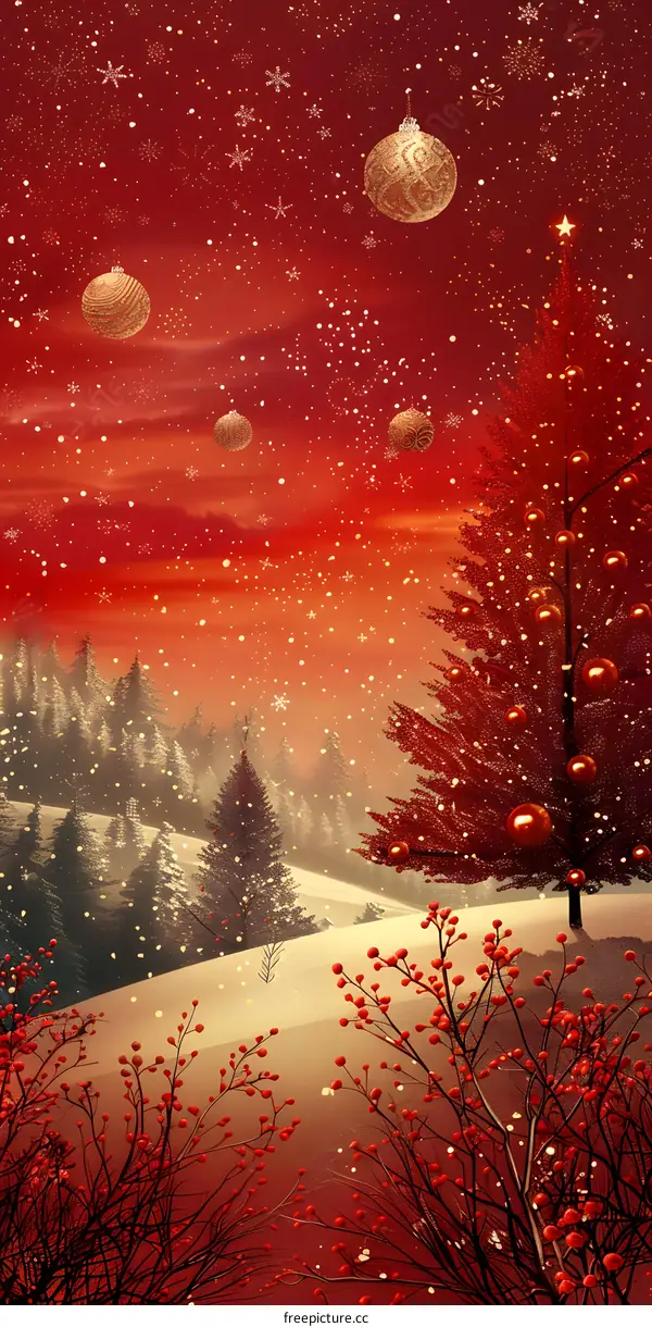 Christmas Snow Scene Illustration